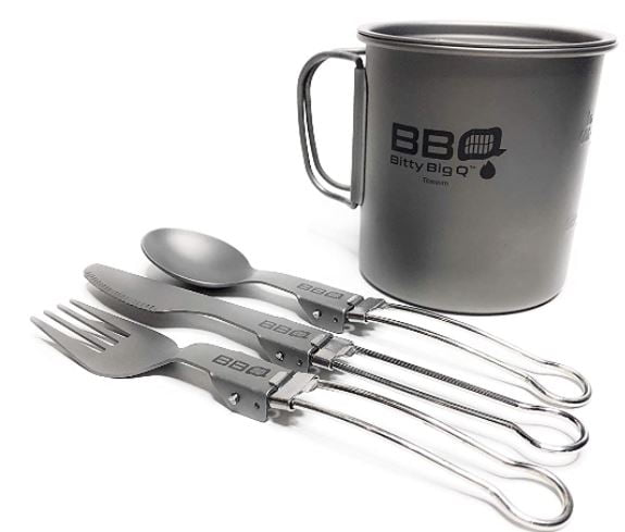 camping utensils: Bitty BigQ Folding Cutlery Set